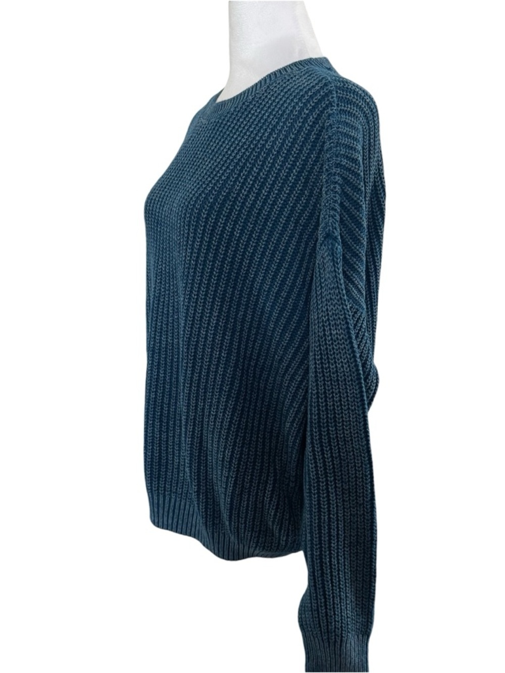 Sonoma Goods For Life Teal Chunky Knit Sweater Women’s Ribbed Crew Necke - Picture 5 of 8
